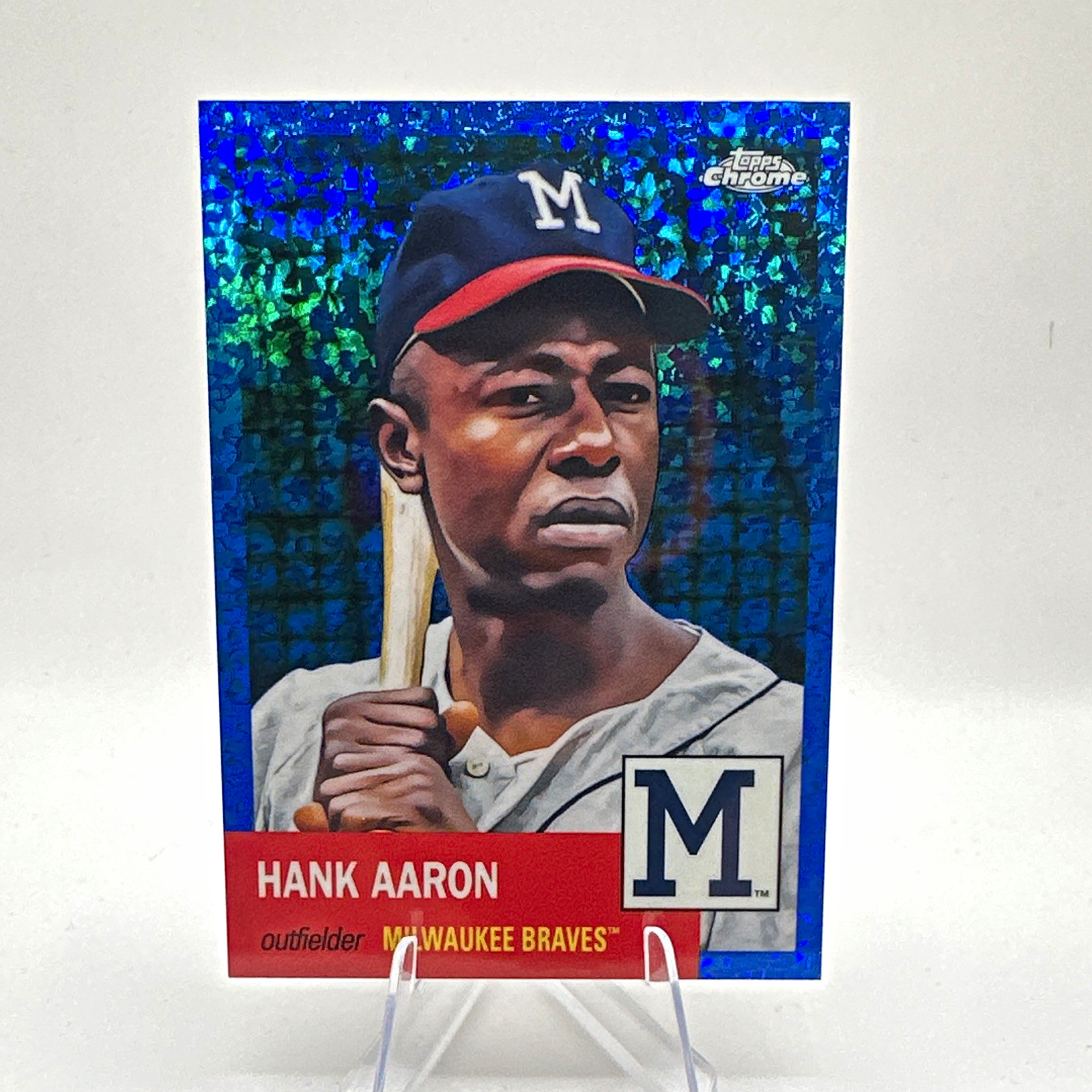 2022 Topps Chrome Hank Aaron #44 Blue Mini-Diamond Refractor #112/199