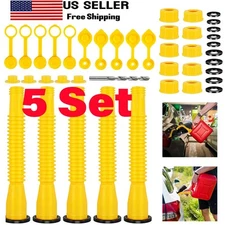 5X Gas Can Spout Nozzle Vent Kit Replacement for Plastic Gas Cans Old Style Caps