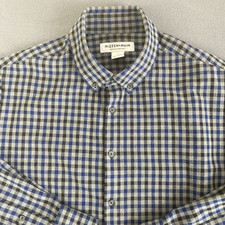 Mizzen Main Performance Wear City Button Down Shirt Mens Large Trim Blue Gingham