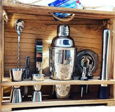 Shaker Cocktail,Shaker Professionale,Kit Barman Con Supporto in Legno Pregiato |