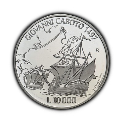 SAN MARINO. 1997, 10000 Lire, Silver - Great Navigators, John Cabot Canada