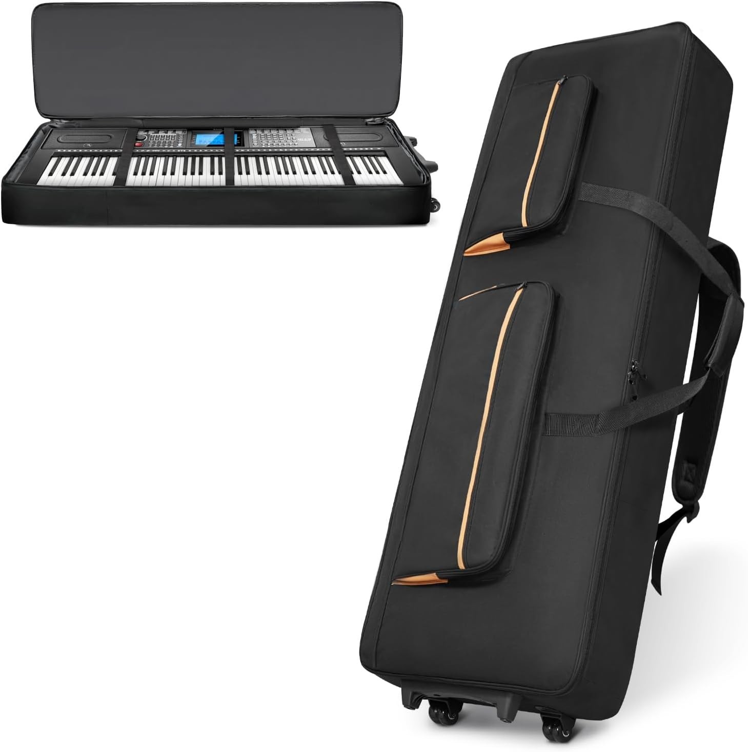 🎹 Custodia Tastiera 88 Tasti con Ruote, Borsa Gig Imbottita 10mm, Cinghie e Tasca 4 Ingranaggi