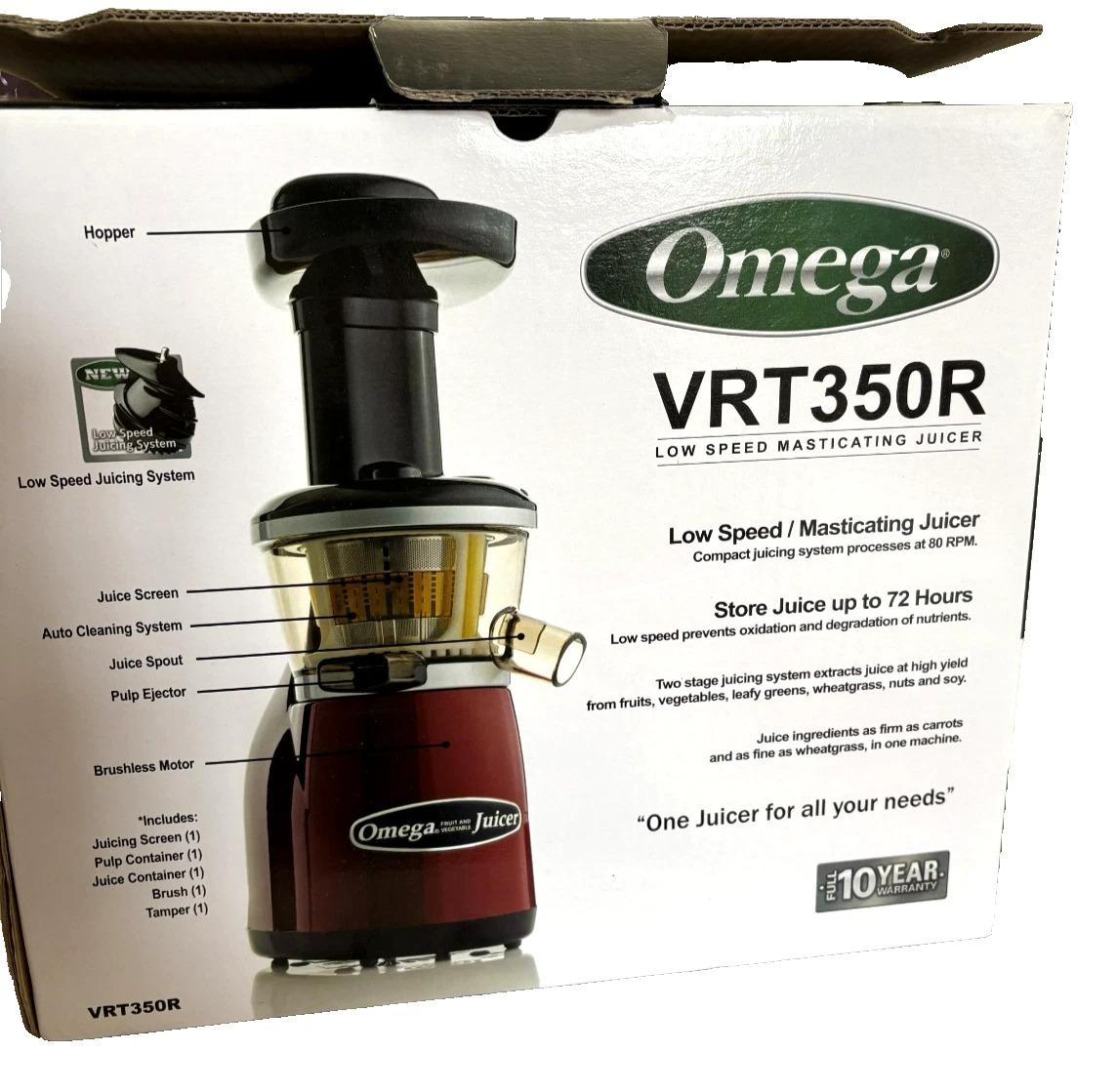 ** NEW** Never Opened Omega VERT Low Speed Juicing System VRT350R - Red