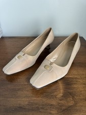 Vtg 80s 90s Stuart Weitzman Kitten Heels Pumps Leather Crepe Shoes 9.5 Vintage