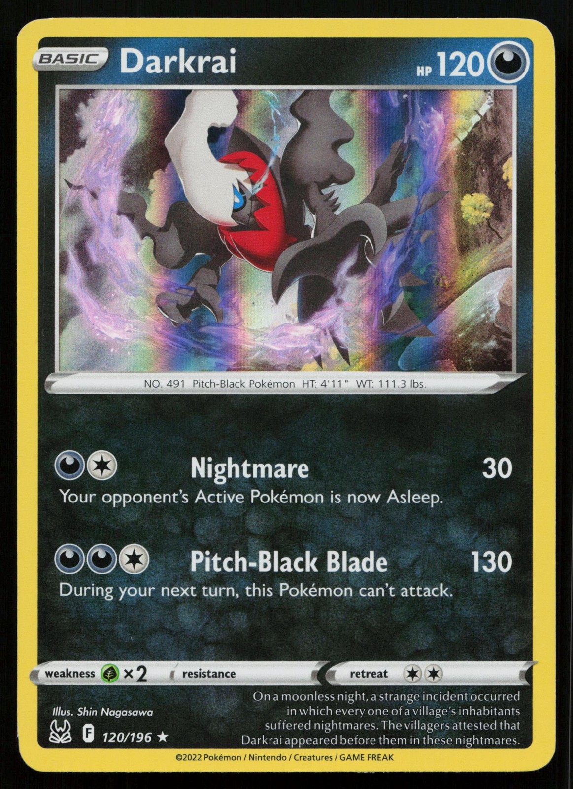 Darkrai 120/196 Holo Rare Lost Origin Pokemon Holo Near Mint