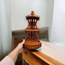 Antique Walnut Victorian Corner 3 Shelf With Drawer Small 18"