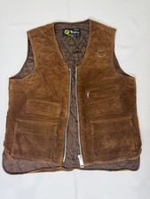 Vintage 70s 80s Brown Corduroy Utility Hunting Fishing Vest Quilted Mens M L