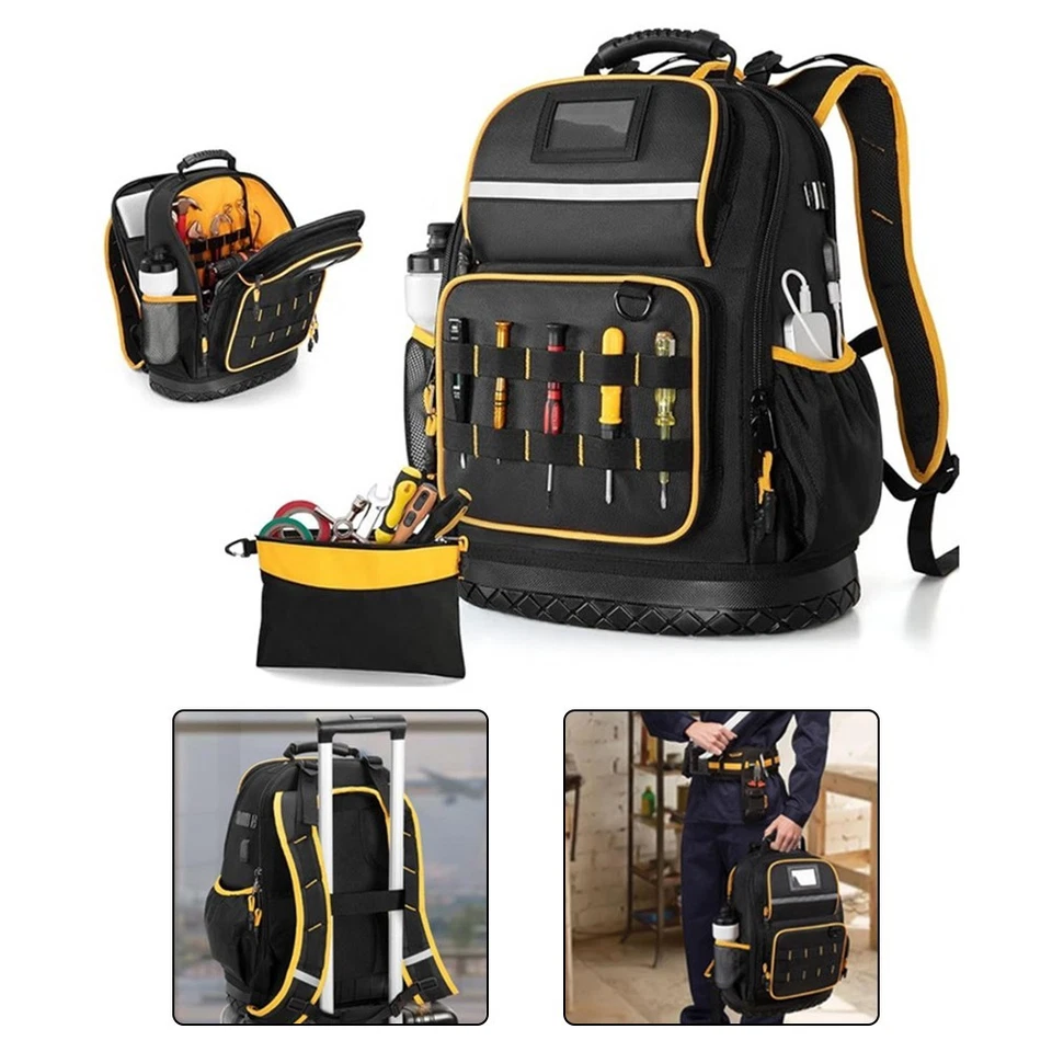 Tool Backpack with Reinforced Bottom and Multiple Organizational Pockets - Image 2 of 4