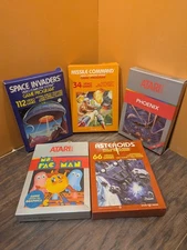 CIB Ms Pac Man Missile Command Astroids Space Invaders Video Game Atari 2600 Lot