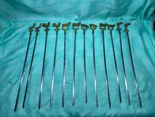 Lot of (12) Turkish Brass/Stainless Steel BBQ Shish Kebob Skewers