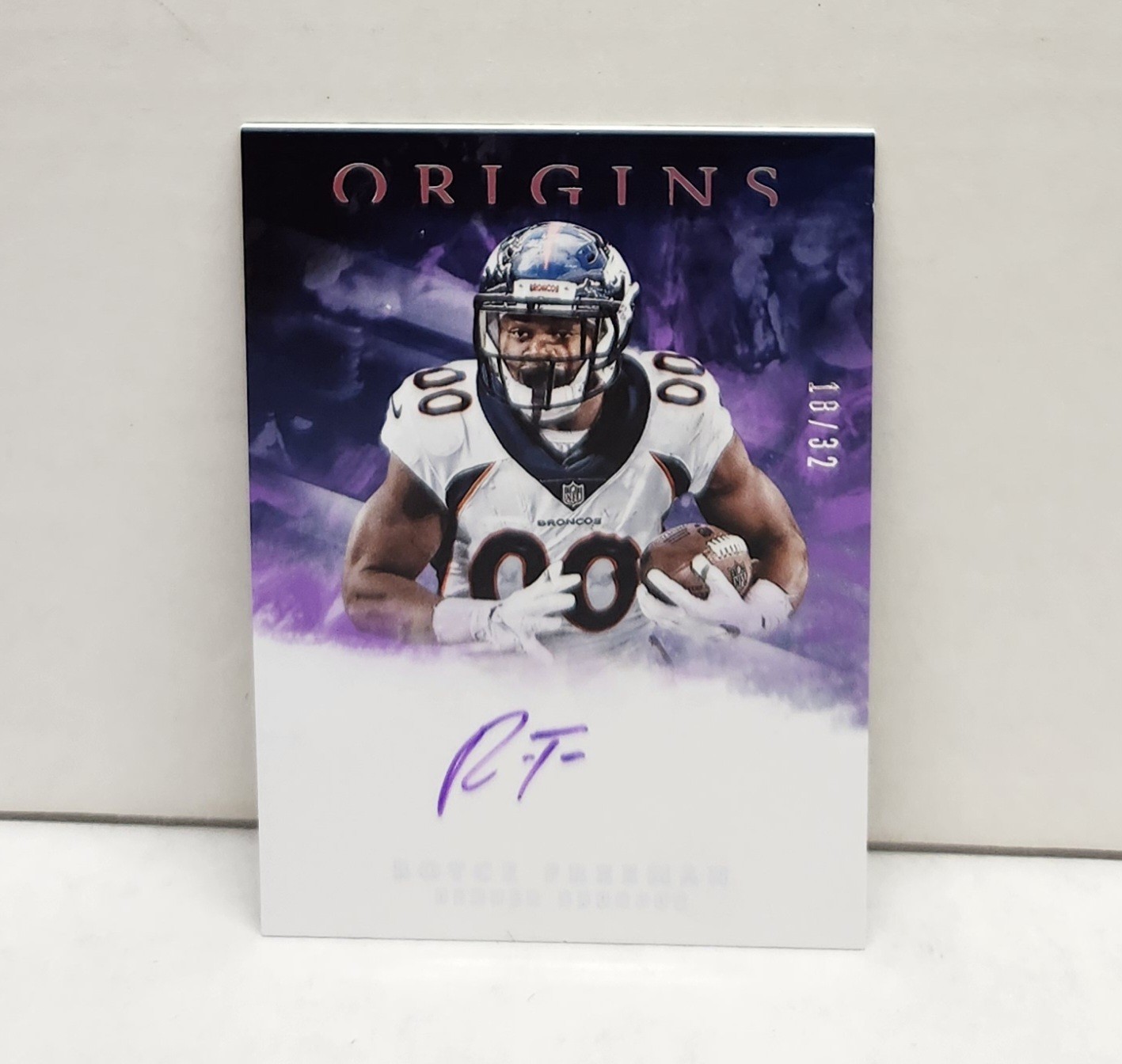 Royce Freeman Panini Origins Rookie Autographs #RARF Purple