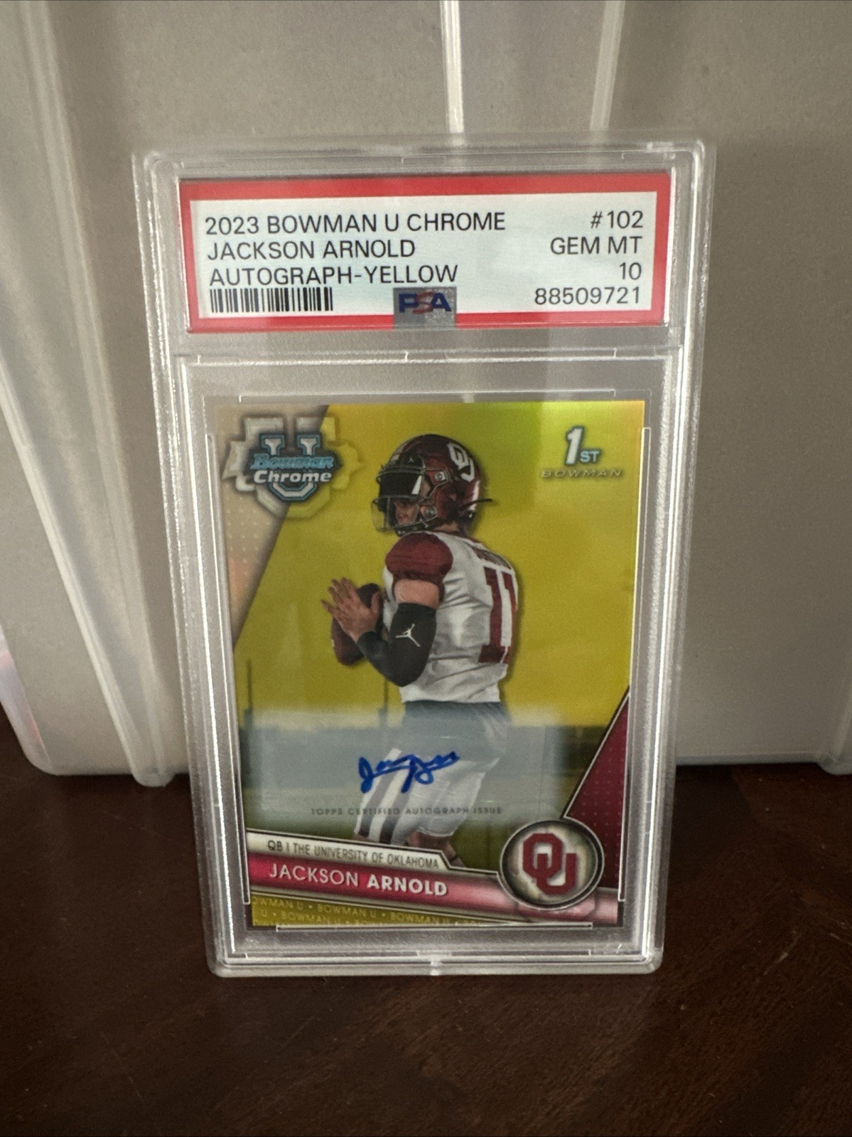 2023 Bowman University Chrome Auto Jackson Arnold #102 Yellow Refractor /75 