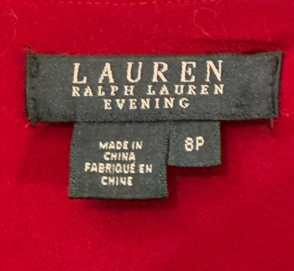 Ralph Lauren Evening Red Dress - Elegant V-Neck Design - Image 3 of 4