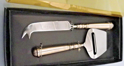 Cheese Cutter Set Slicer & Fork Tip Serrated Knife Silver Tone by A Cut Above