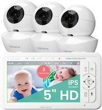5" HD Split-Screen Baby Monitor, Video Baby Monitor with Camera and Audio, Three