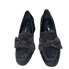 Antonio Melani Black Suede Bow Block Heel Loafers Size 6M