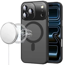 For iPhone 17 PRO Case Magnetic Circle with Metal Glass Lens + Tempered Glass