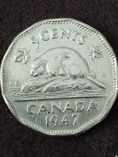 1947 dot rare canadian 5 cent nickel