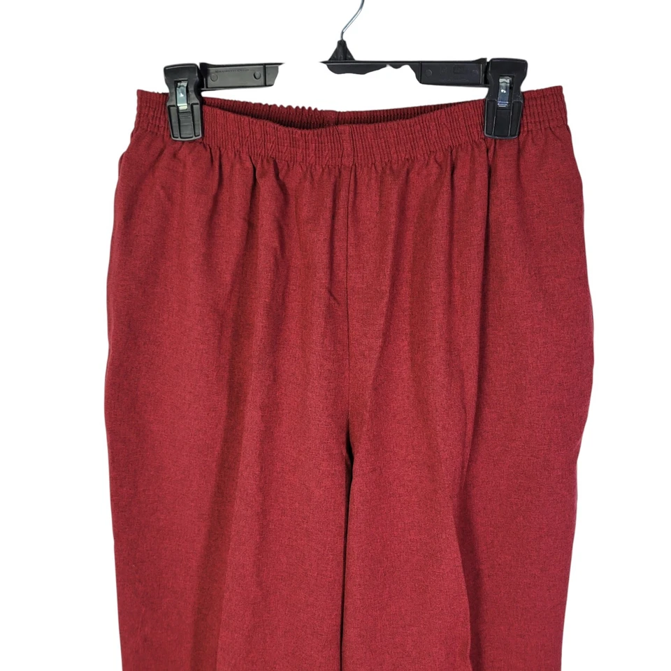 Bon Worth Womens Size PM Red Solid Elastic Waist Pull On Trouser Pants - Image 2 of 4