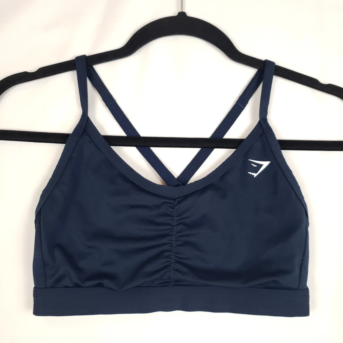 Gymshark Ruched Womens Sports Bra X-Small Navy Blue No Inserts