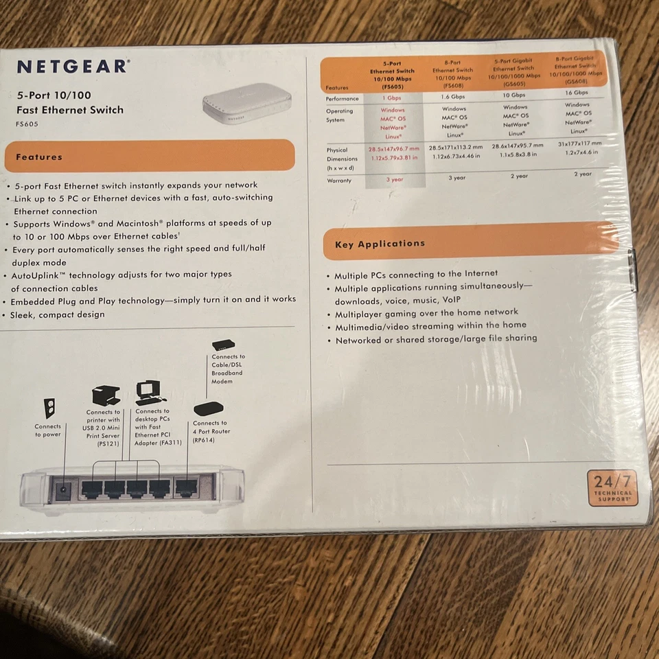 NEW Sealed NETGEAR FS605 5-Port 10/100 Fast Ethernet Switch - Image 2 of 2