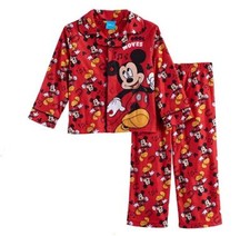 Mickey Mouse Toddler Boys 2 Piece Fleece Button Up Pajama Set NWT 2T R 30