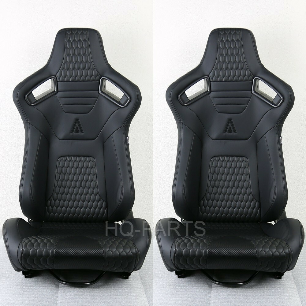 2 X TANAKA PREMIUM BLACK CARBON PVC LEATHER RACING SEATS