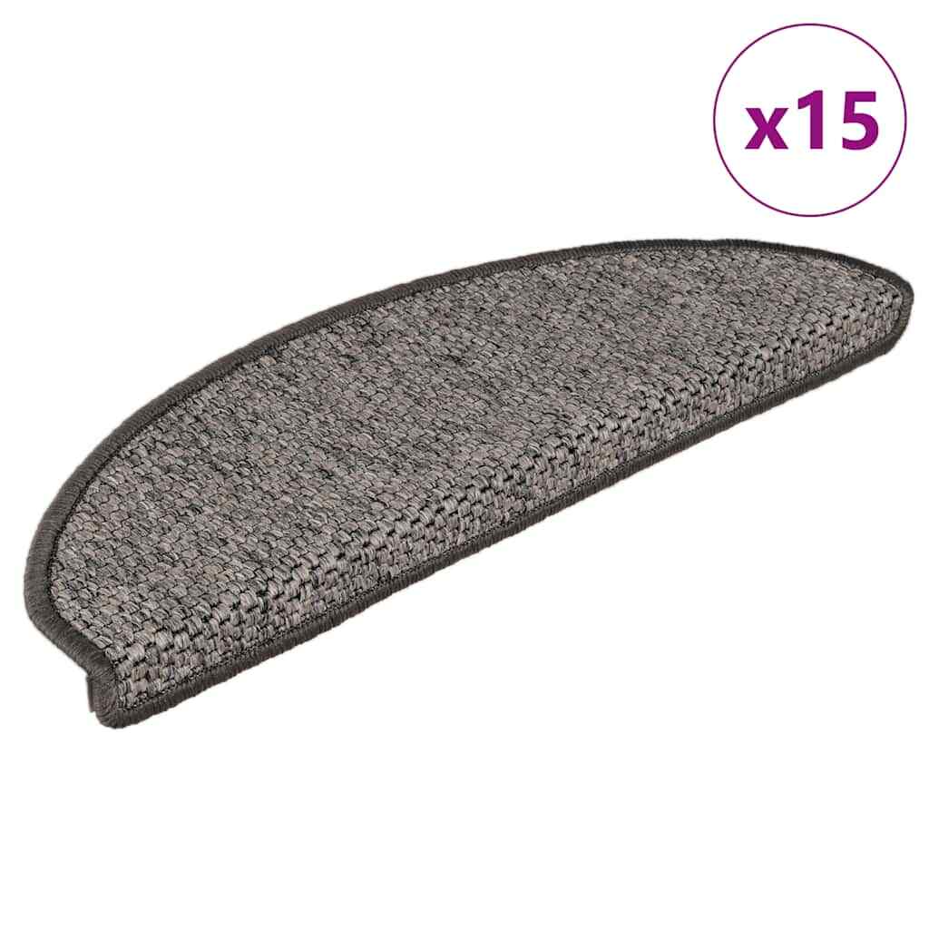 vidaXL Stair Mats Self-adhesive Sisal-Look 15 pcs 65x21x4 cm Brown Beige