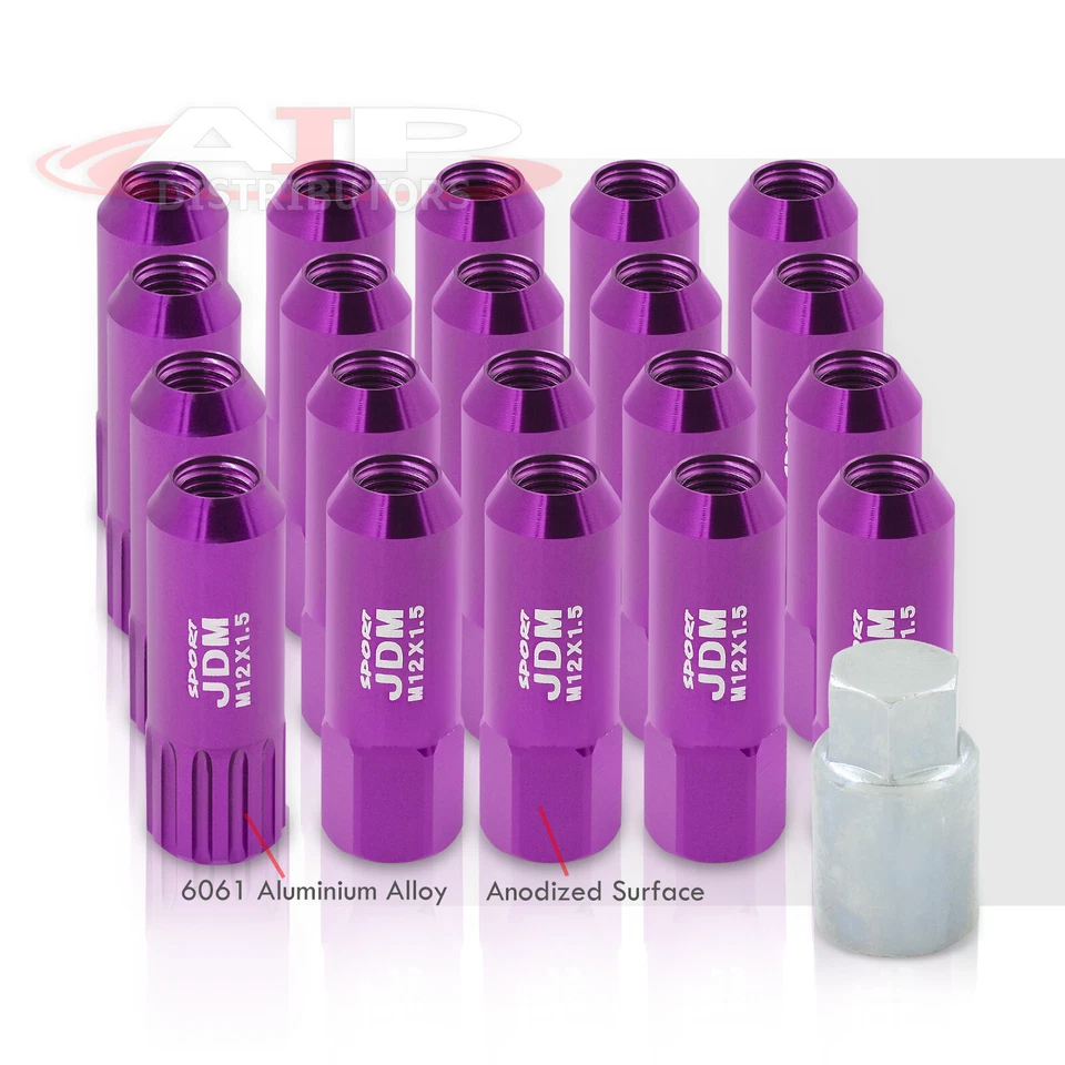 Universal M12X1.5 Locking Lug Nuts 20 Pieces Forged Aluminum Wheels Rims Purple Foto 3 de 4