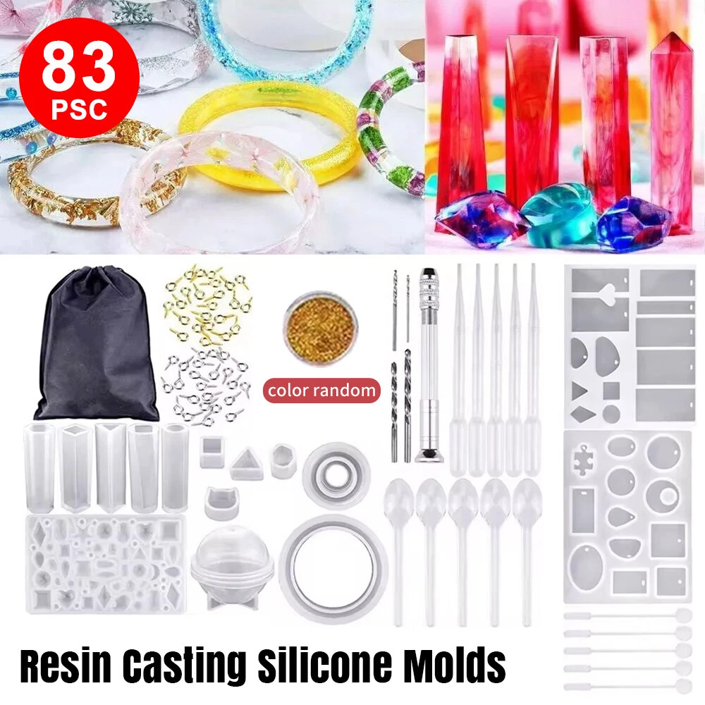 Salmue 52-Piece Silicone Mold Set - Heart, Round, Square, Oval Shapes For Resin Jewelry