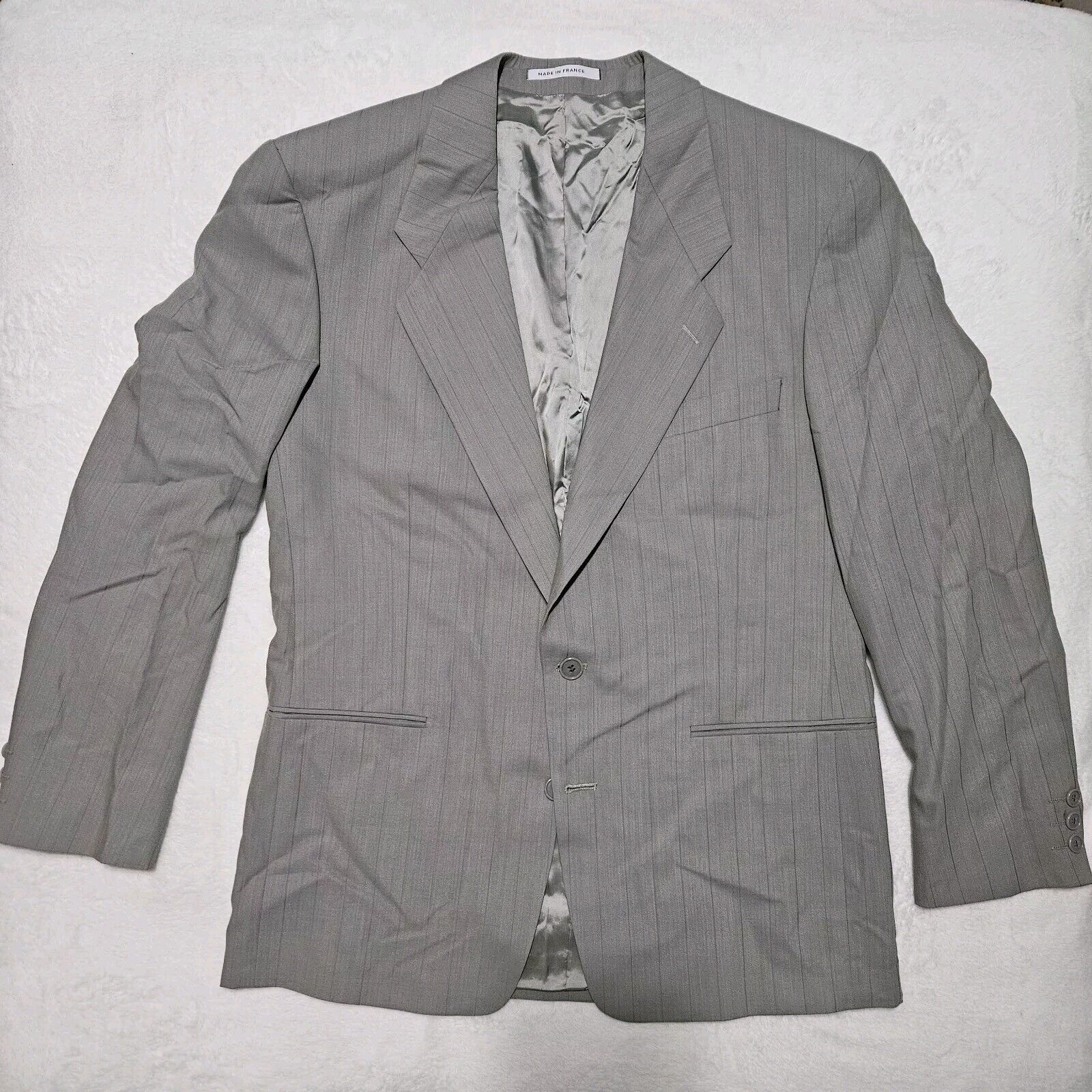 Giacca tuta Yves Saint Laurent lana blazer 44R grigio righe chiare vintage Francia