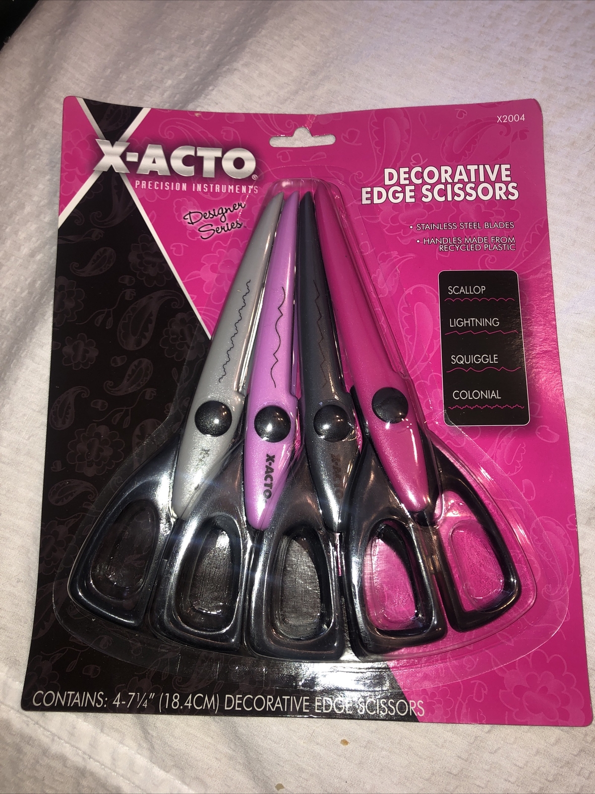 X-ACTO 7.25 Inch Scrapbook Scissors Craft Edging Decorative Lot of 4 New-image