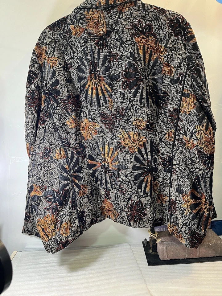 Coldwater Creek Mujer Mixto Media Terciopelo Floral Tapiz Traje Chaqueta Blazer 2x Foto 2 de 4