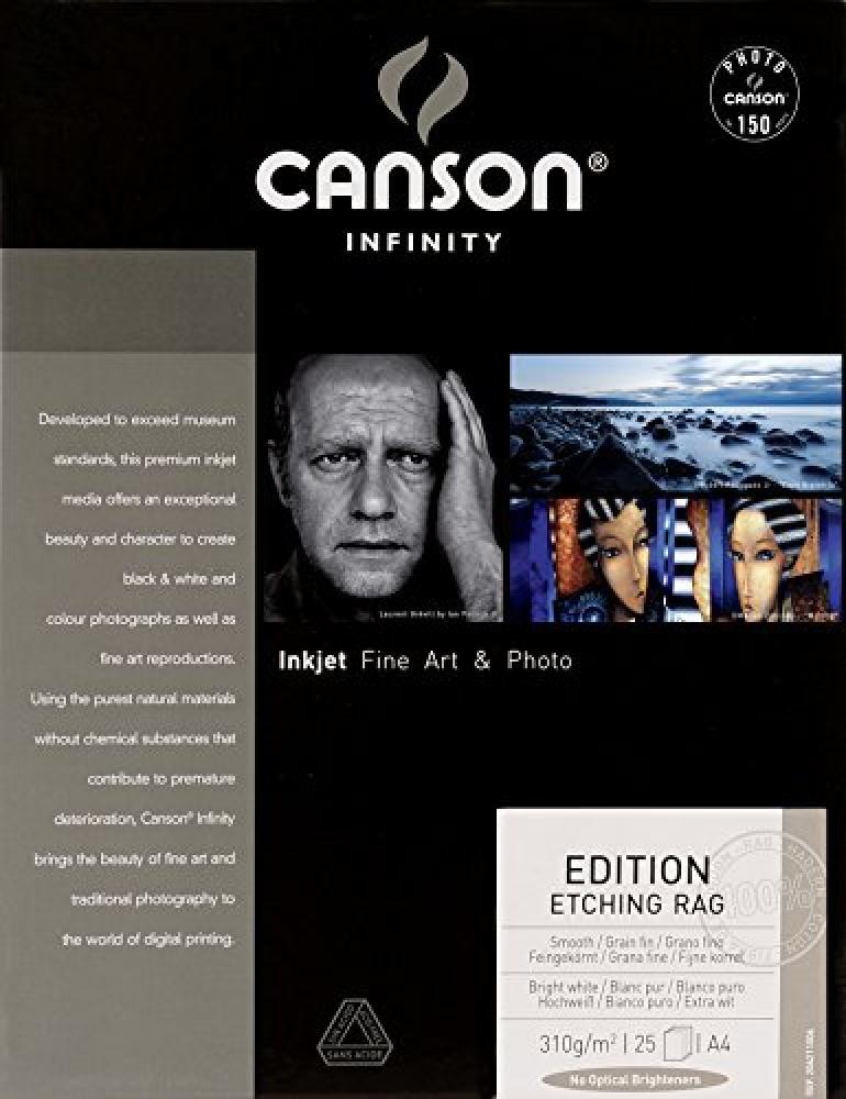 (TG. A4 - 21 x 29,7 cm) Canson Infinity Edition Etching Rag carta fotografica Bi