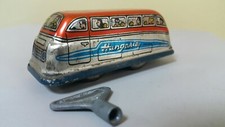 VINTAGE TOURIST BUS TIN TOY CLOCKWORK HUNGARY LEMEZ AUTO WIND UP ORIGINAL KEY