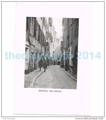 MENTONE, RUE LONGUE, FRANCE, PHOTO BOOK ILLUSTRATION, 1921