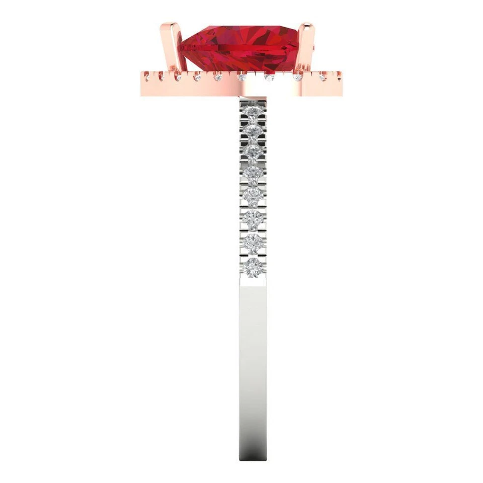 2.285 cttw Heart-Cut Simulated Ruby Halo Engagement Ring (14K White/Rose Gold) - Image 3 of 4