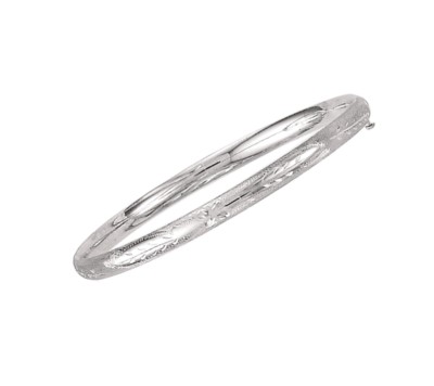 5mm Florentine Kuppel Klassisch Komfort Passform Armreif Armband Echt 14K Weiß