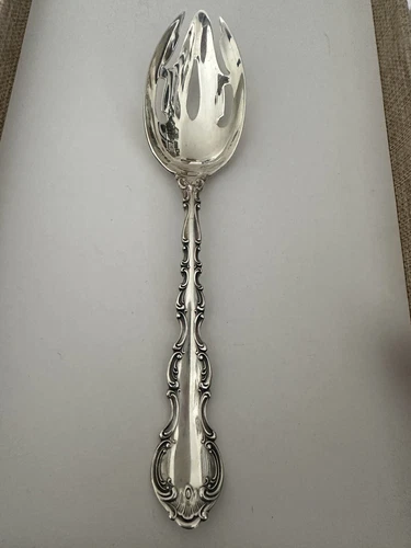 GORHAM STRASBOURG Solid Sterling Silver Slotted Serving Spoon 8.5" 78g