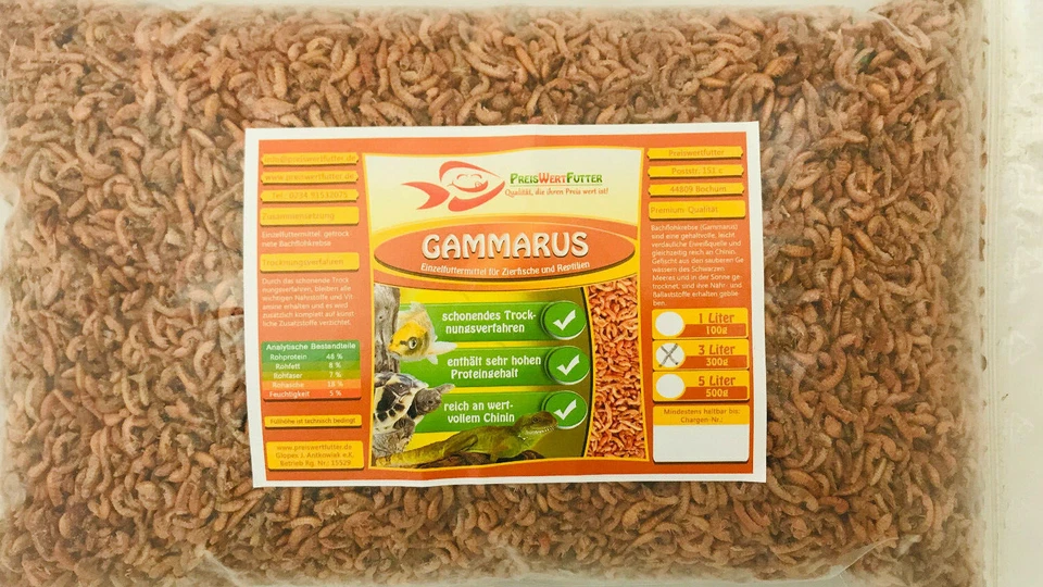Gammarus Bachflohkrebse 3L BEUTEL 300 g Futter Schildkröten Reptilien Fische