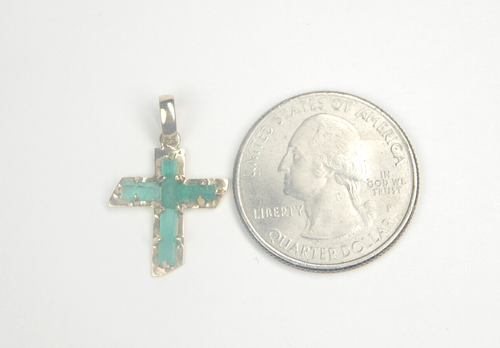 Colombian Emerald Cross Pendant 14K Yellow Gold Jewelry Muzo Mines - Imagen 6 de 12