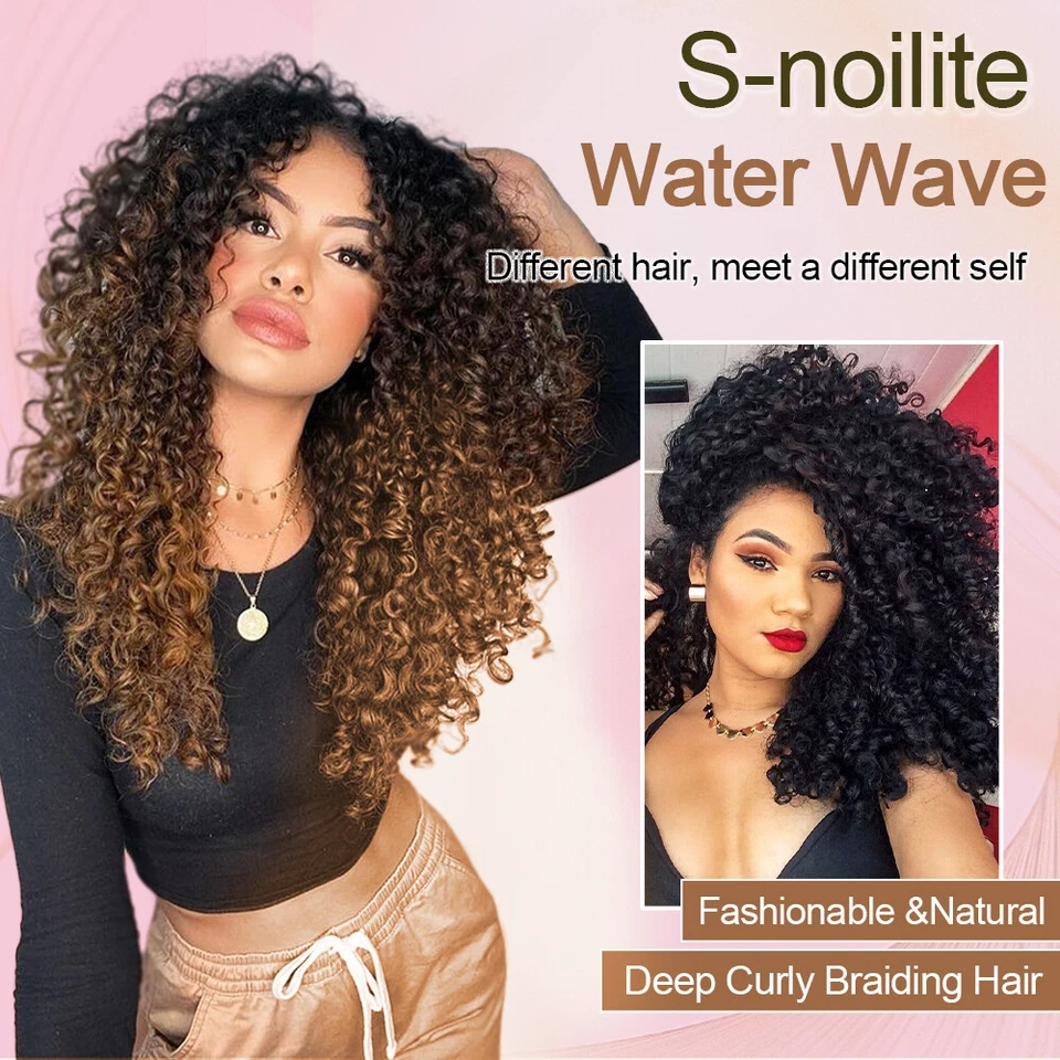 REAL As Human Natural Water Wave Crochet Braids Deep Curly Hair Extensions Soft - Image 3 of 4