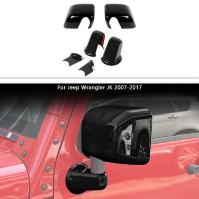 6x Rearview Side Mirror / Base Cover Trim Shell For Jeep Wrangler JK 07-17 Black