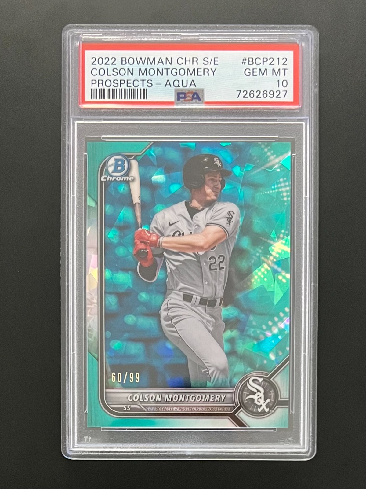 COLSON MONTGOMERY *PSA 10 SAPPHIRE AQUA /99 2022 Bowman Chrome #BCP212 LOW POP