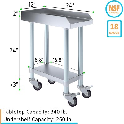 Stainless Steel Table Commercial Mixer Grill Heavy Equipment Stand 24'' x 12''