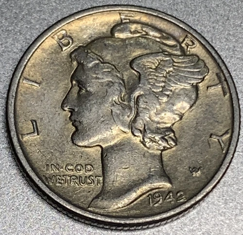 1942 -P Mercury Dime 10c UNC 90% Silver -1831