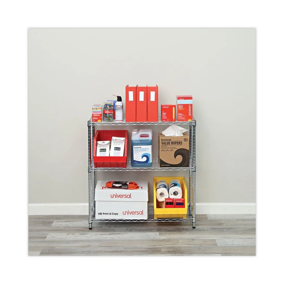 Alera SW833614SR 36 x 14 x 36 3-Shelf Residential Wire Shelving - Silver New - Image 4 of 4