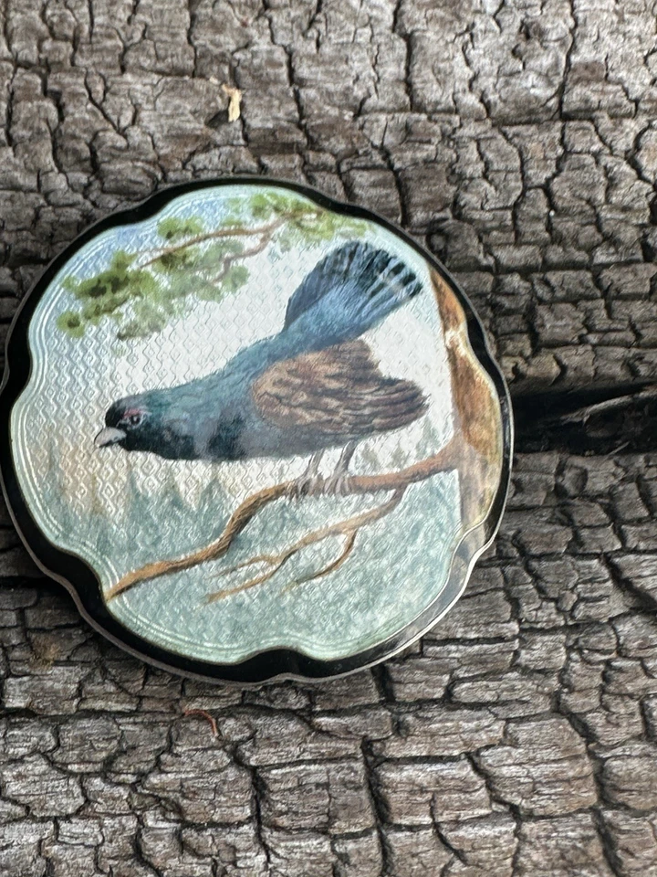 Spilla smaltata in argento sterling Hjortdahl Norvegia norvegese vintage ucce... - Immagine 3 di 4