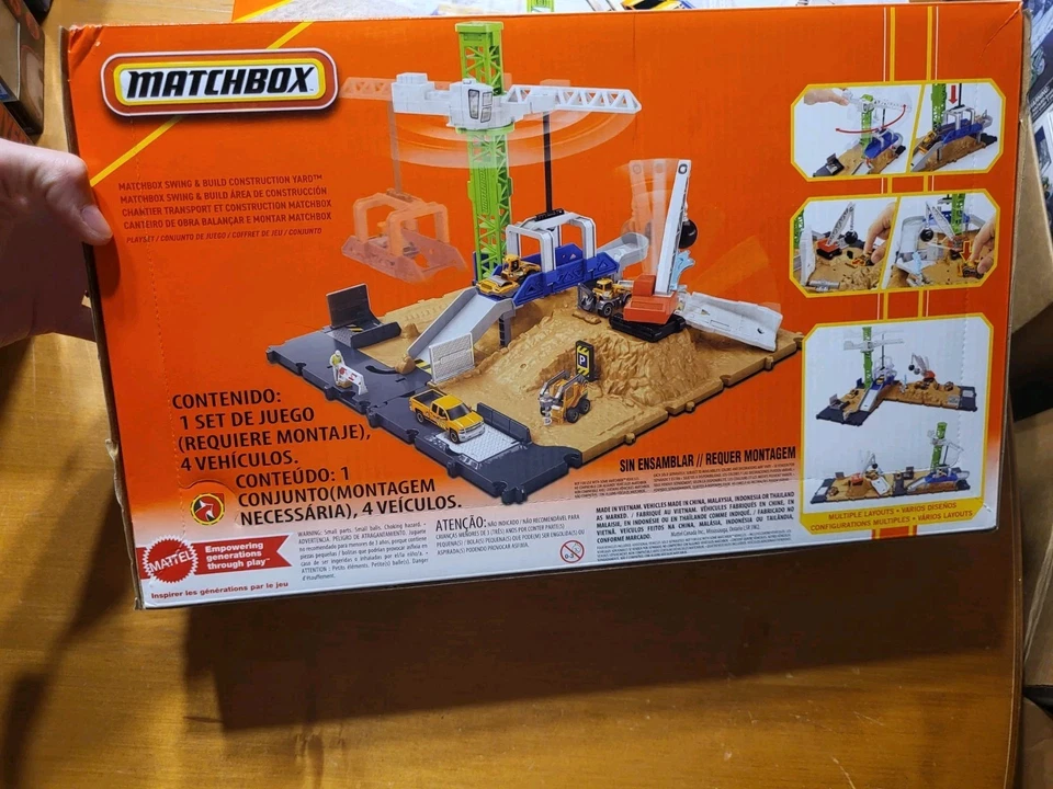 Matchbox Swing & Build Construction Yard Unassembled 4 Car Toy Set Mattel - Image 2 of 4