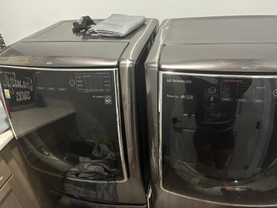 #ad #ad LG SIGNATURE Electric Washer amp; Dryer Set Silver Black TrueBalance Sensor Dry $500.00